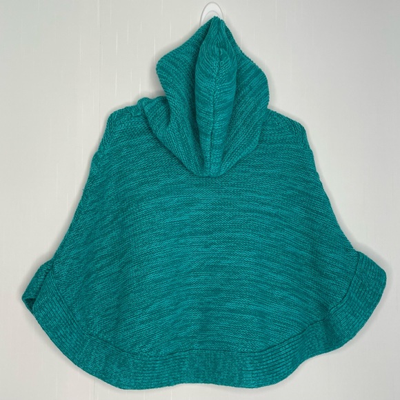 Crazy 8 Girls Cable Knit Hooded Poncho Soft Cotton Acrylic Blend Green XS 4 - Picture 6 of 12